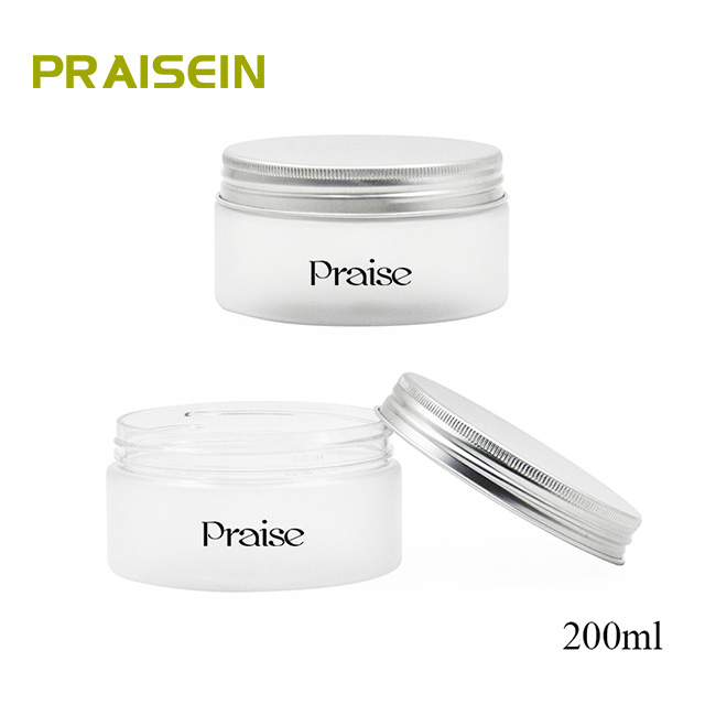 200ml round empty skin care packaging face cream bottle/scrub container, PET wide mouth plastic jar with aluminum cover