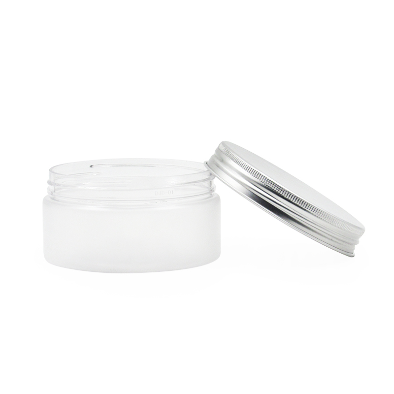 200ml round empty skin care packaging face cream bottle/scrub container, PET wide mouth plastic jar with aluminum cover