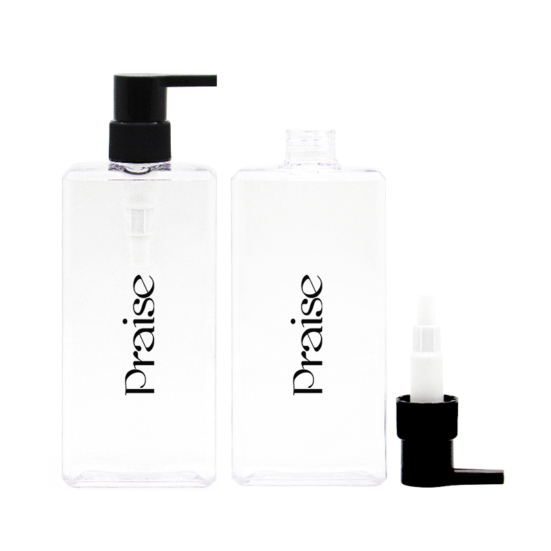 Square PETG plastic cosmetic lotion bottle 260ml/300ml/500ml shampoo and body wash package bottle, with smooth screw cap/pump