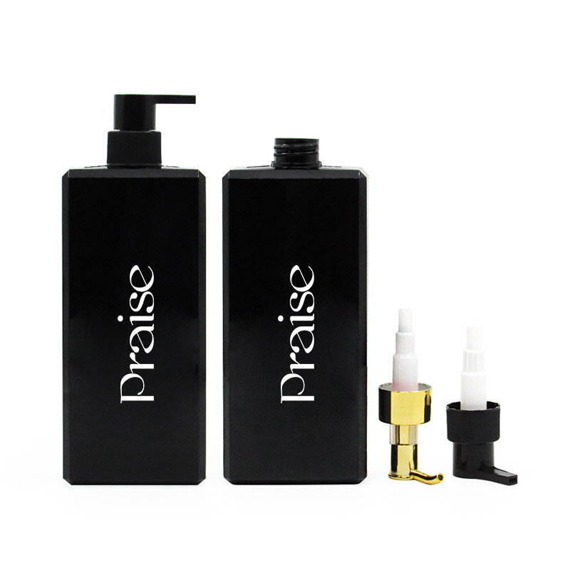 Square PETG plastic cosmetic lotion bottle 260ml/300ml/500ml shampoo and body wash package bottle, with smooth screw cap/pump