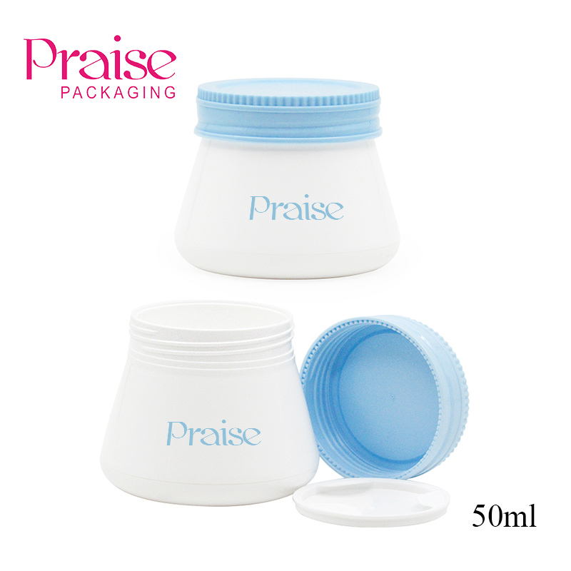 Support processing 50ml reusable white cosmetics wide mouth double wall plastic bottle,custom milk skin care cream jar container