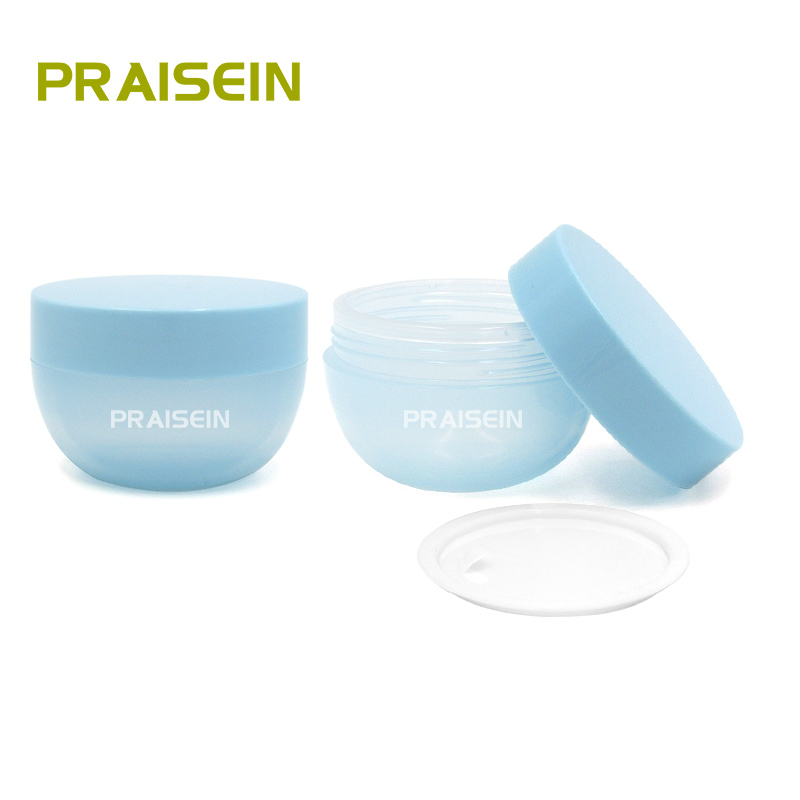 Wholesale 50g clear blue cream jar container round empty plastic jar for cosmetic face cream