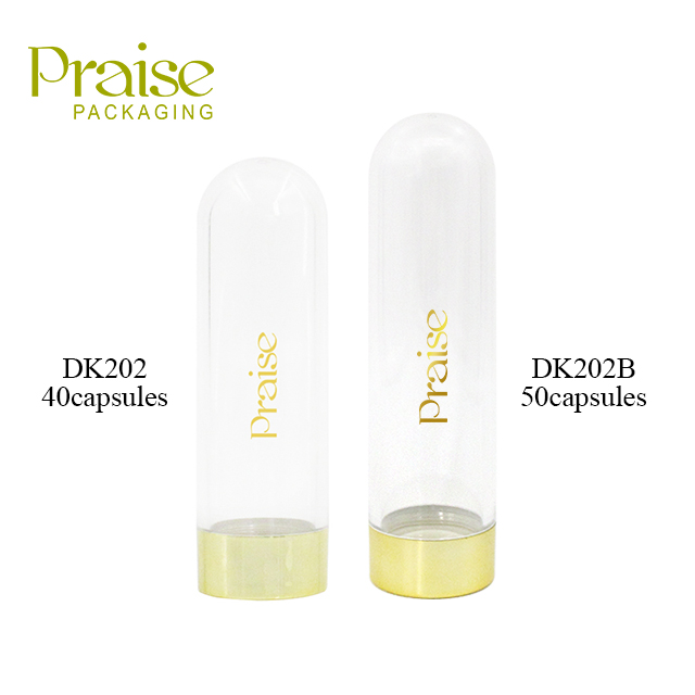 Source factory wholesale transparent plastic packaging bottle round screw lid essence capsule bottle