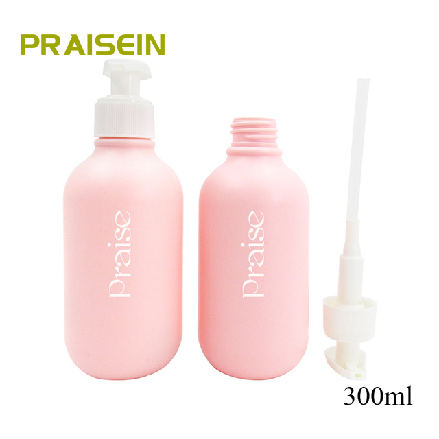 300ml baby shampoo and shower gel bottle, factory sell multi-purpose pink PE plastic bottle with pump, leak proof