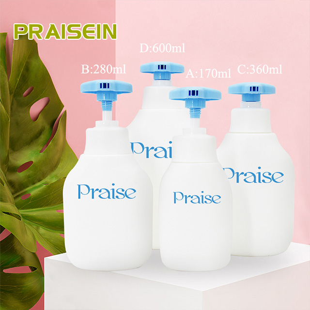 Factory wholesale new children's shampoo bottle set, press type white PE plastic container for body wash, lotion products