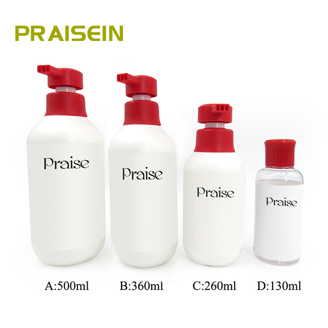 Sales modern smooth white plastic press type bottle 130ml/260ml/360ml/500ml empty round baby shampoo/body wash bottle packaging