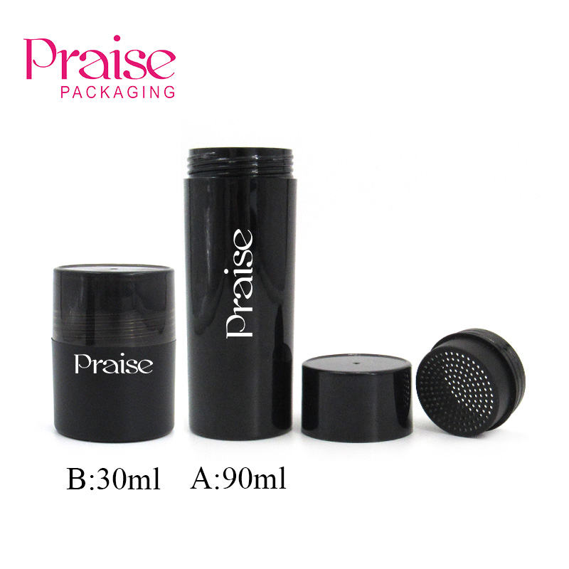 Cosmetics round loose powder case container packaging, plastic hair fluffy powder bottle, can be customized samples