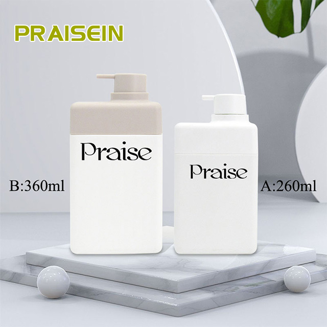 Custom wholesale white color square empty plastic pump bottle, reusable skin care lotion, body wash liquid container