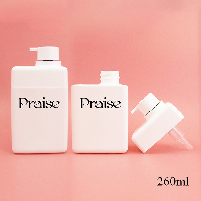 Custom wholesale white color square empty plastic pump bottle, reusable skin care lotion, body wash liquid container