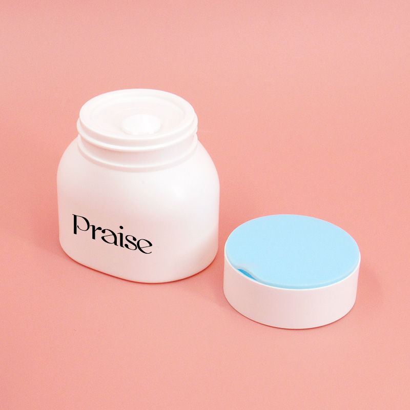 Production 50ml plastic cosmetic container, white empty wide mouth cream jar with leakproof round lid custom label