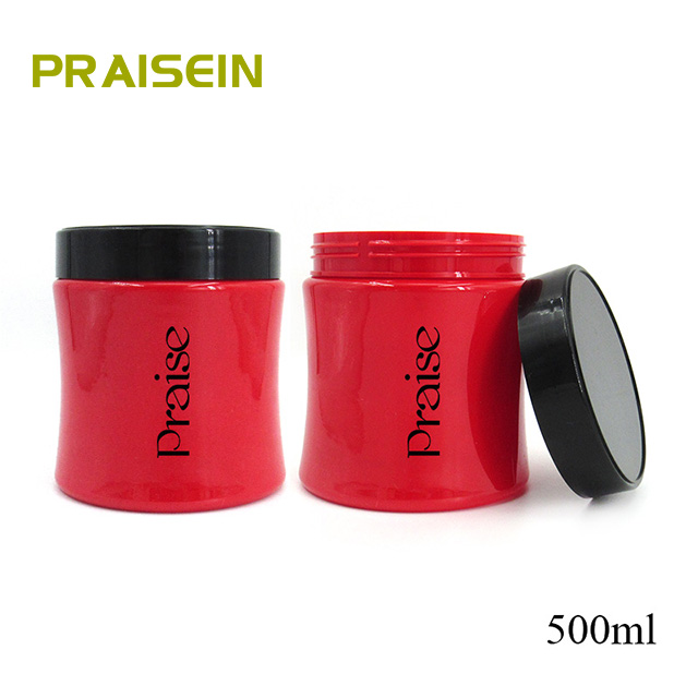 Plastic round jar empty cosmetics bottle 500ml PET wide mouth hair film jars, conditioner container custom logo