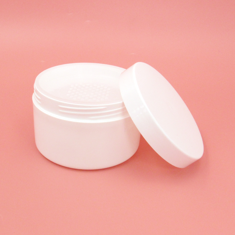 100g/140g cosmetic packaging talcum powder plastic container, empty refillable round baby powder case jar custom color