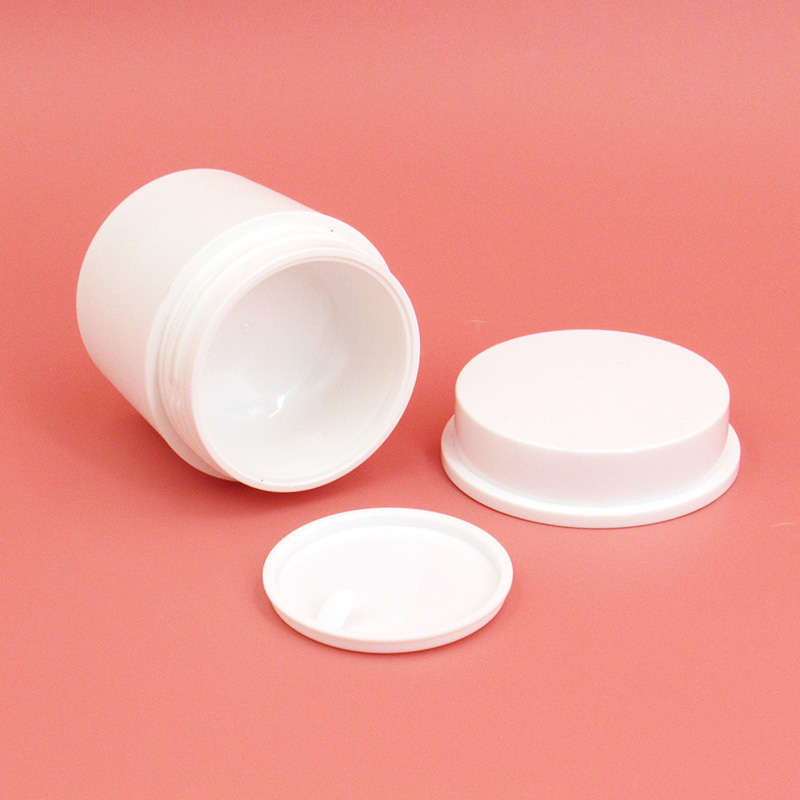 50ml round wide-mouthed empty cream jar, processing custom white smooth plastic cosmetic container jar with removable lining