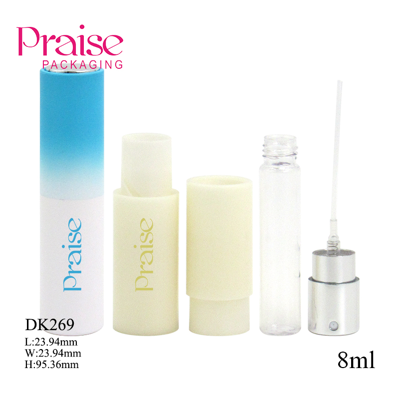 8ml oral spray freshener container, empty round portable cosmetic perfume bottle, mini spray bottle packaged custom