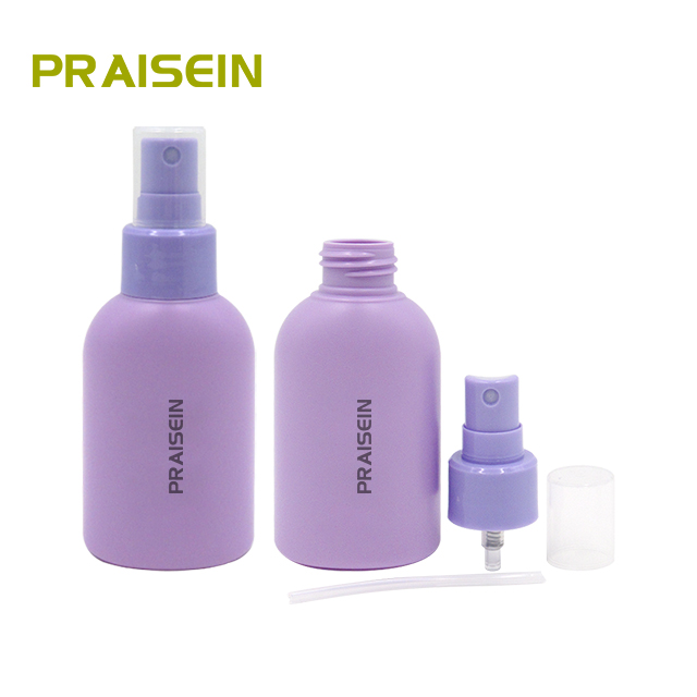 Factory produces empty plastic 100ml HDPE purple spray bottle with lid cosmetic bottle