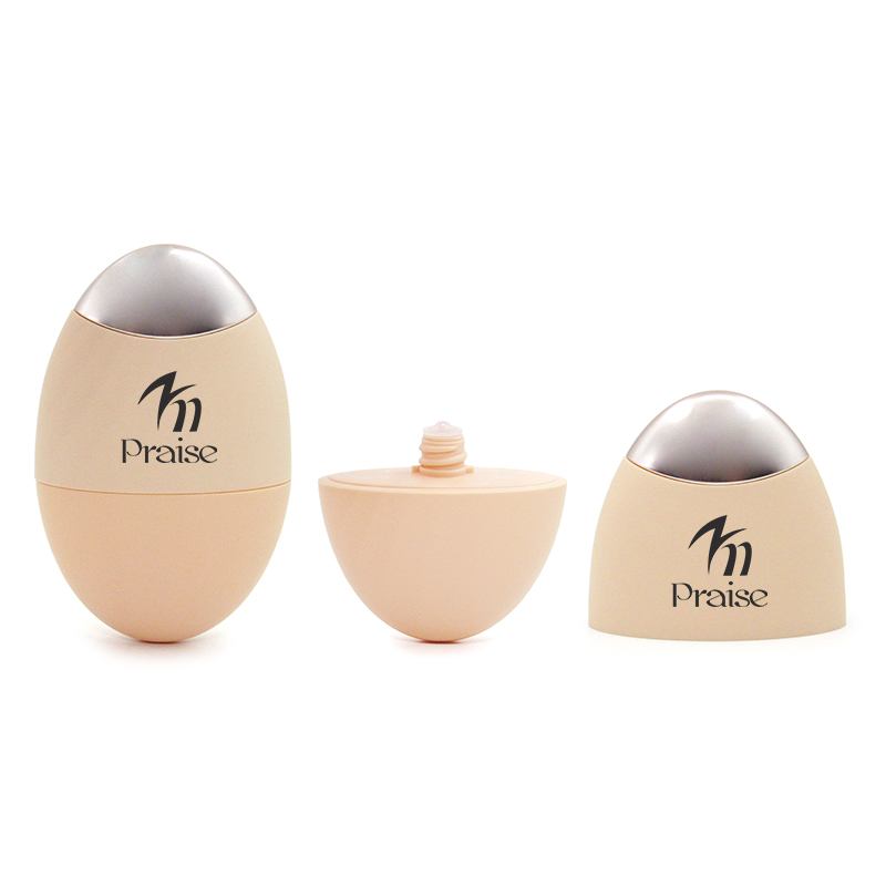 Cosmetic custom 30ml egg shape liquid foundation plastic tube, Extrusion type BB powder empty tube bottle packaging with brush