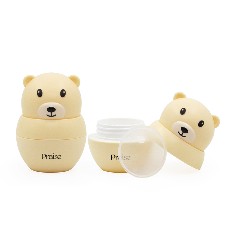 Accept custom 300ml 500ml cartoon Bear shaped PE plastic children's hair shampoo/body wash bottle with lotion pump,50g cream jar