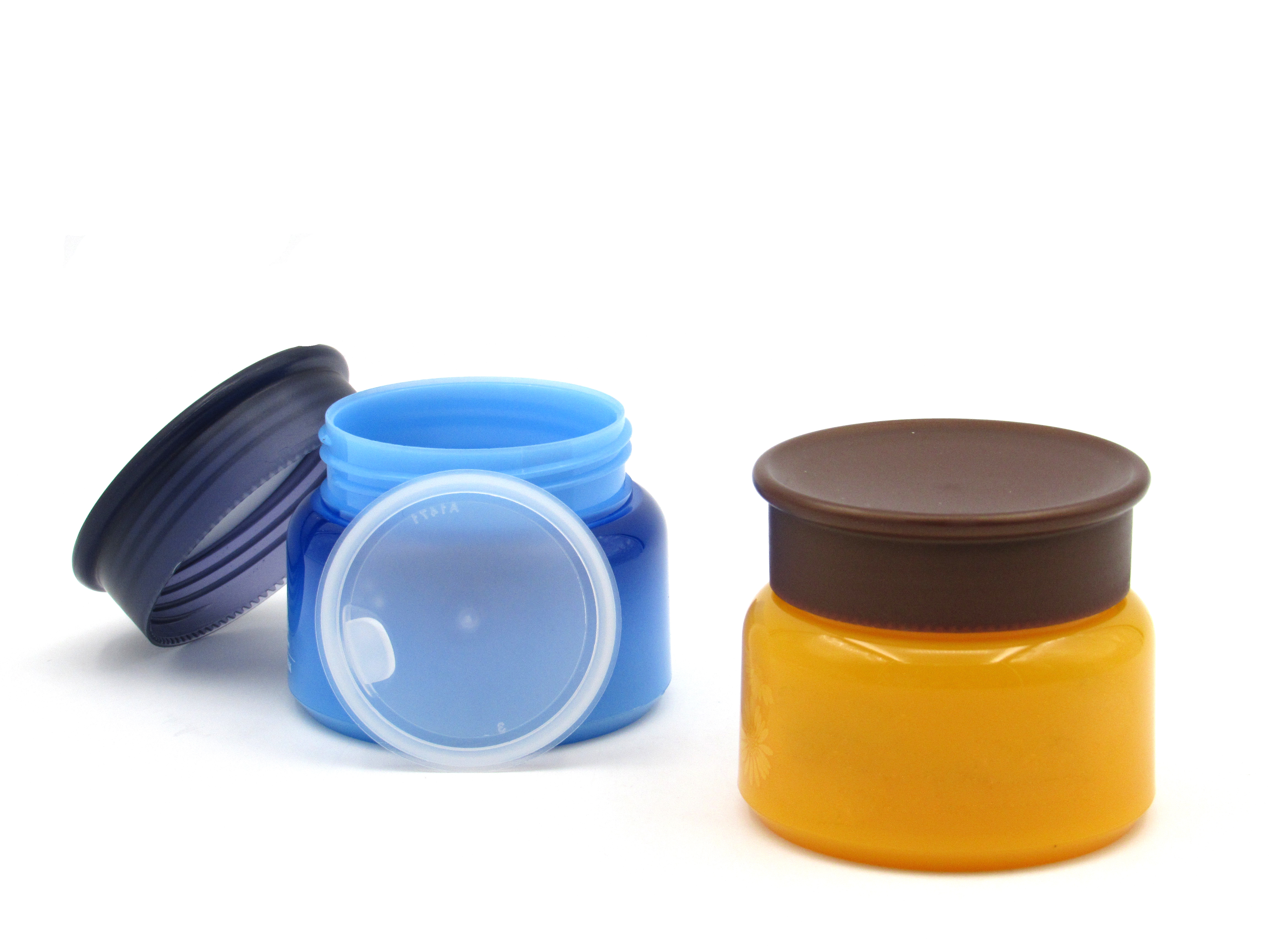 Private label 30ml/50ml/80ml plastic face cream container with lid, round skin care cream empty jar packaging material