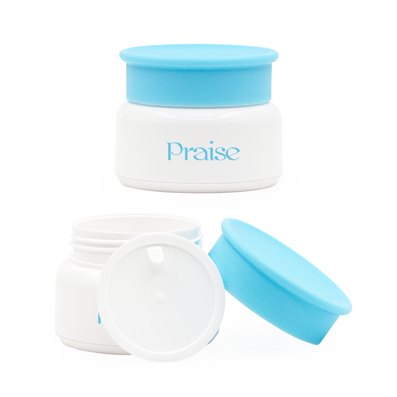 Private label 30ml/50ml/80ml plastic face cream container with lid, round skin care cream empty jar packaging material