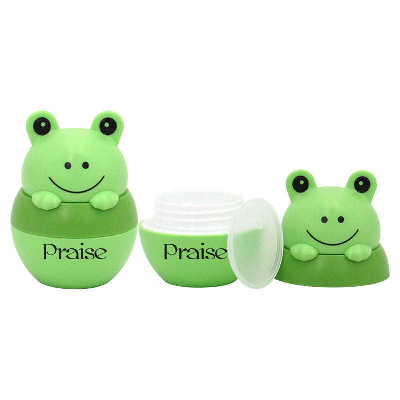 Empty baby shampoo bottle set, 300ml/500ml cartoon frog-shaped plastic lotion bottle with pump, 50g face cream jar container