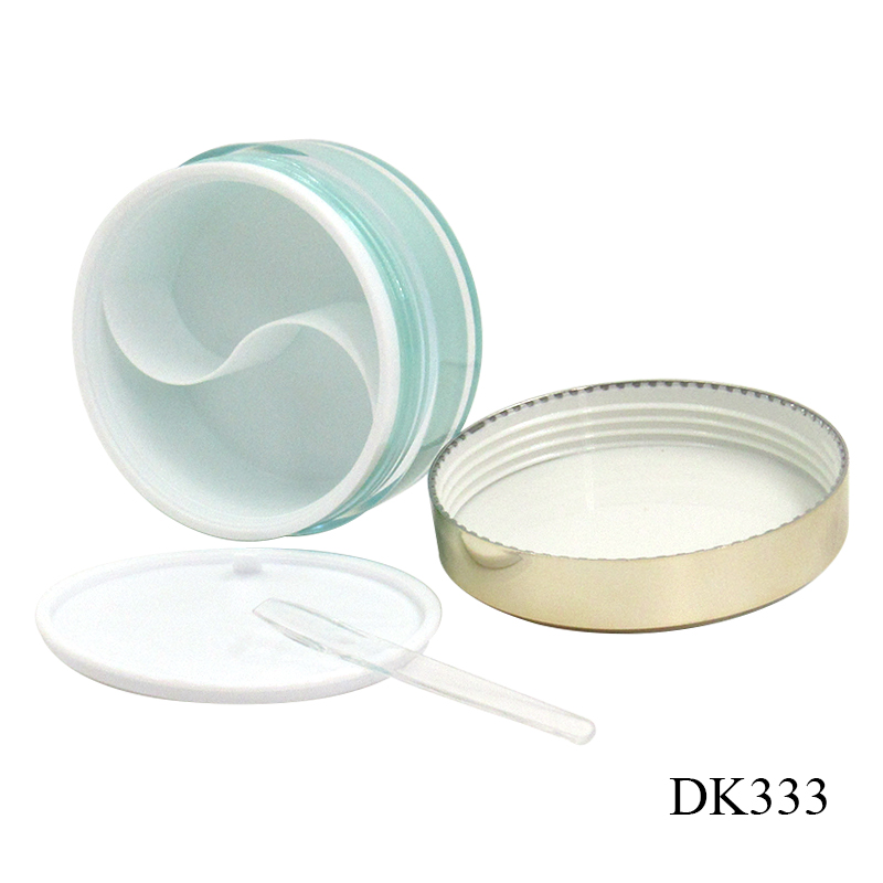 Cosmetic cream container packaging 50g*2 plastic round double-lattice eye film jar with spoon, custom colour and label