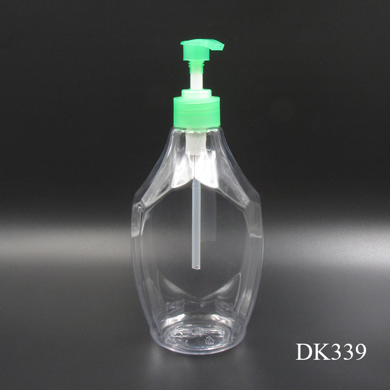 Wholesale spot plastic pressing bottles 500ml PET empty transparent liquid soap container with pump, shampoo packaging bottle