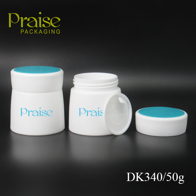 White plastic skin care cream jar wholesale custom printing 50g round wide mouth cream container with lid packaging