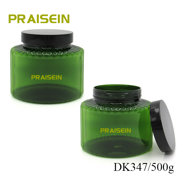 500g high quality cosmetics jars green plastic pet paste jar plastic hair film container bottle manufacturer provides straightly