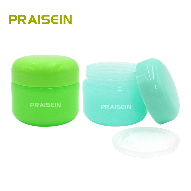 Factory custom rotary lid plastic moisturizer jar container 50g green cosmetic jar face cream packaging bottle