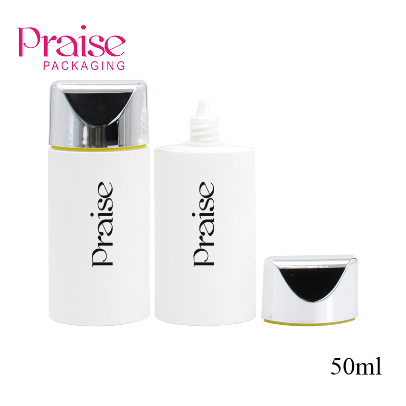 Manufacturers sell empty cosmetic sunscreen bottle 50ml, white press type lotion packaging bottles, Support to take samples