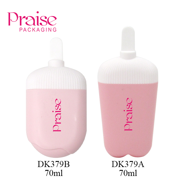 Cute ice cream shaped plastic hand cream bottles custom private label, 70ml pink extrusion type empty cosmetic lotion container