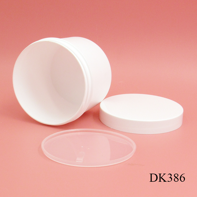 Wholesale PP plastic cosmetic jars 300ml white round wide-mouth cream jar, scrub cream empty container custom private label