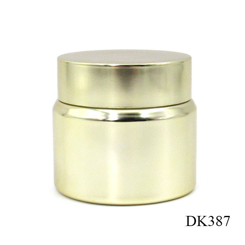 High-grade cosmetics cream jar custom logo, 50g round golden plastic empty face cream container skin care packaging wholesale