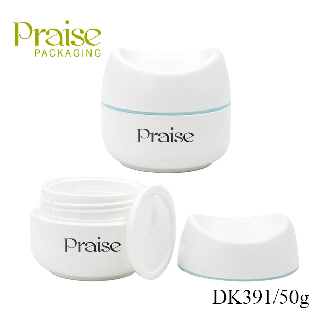 Round cosmetic cream jar with lid, custom 50g white PP plastic empty face cream container skin care packaging