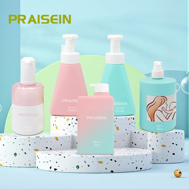 New products custom label cosmetics packaging plastic shampoo bottle with press pump hair conditioner container