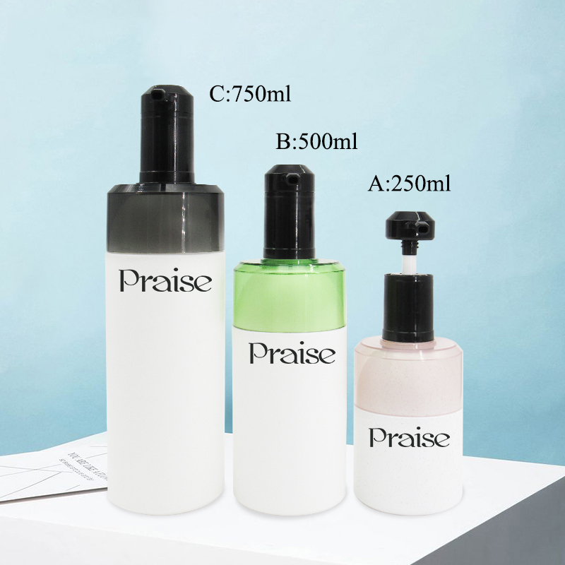 New products custom label cosmetics packaging plastic shampoo bottle with press pump hair conditioner container