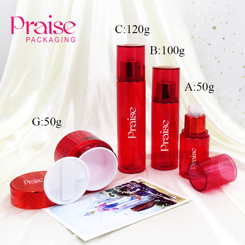 Factory price plastic cosmetics press bottle set 50g/100g/120g round frosted lotion empty bottle,face cream jar packaging supply