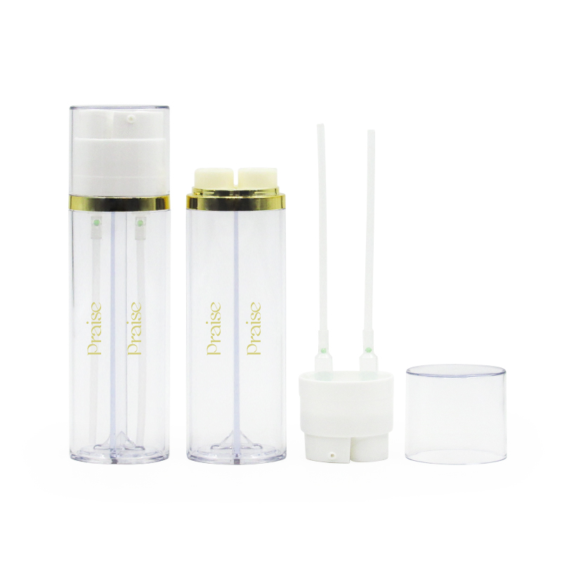 High-end oval double - tube lotion bottle, multipurpose empty transparent plastic cosmetic pump bottle professional custom