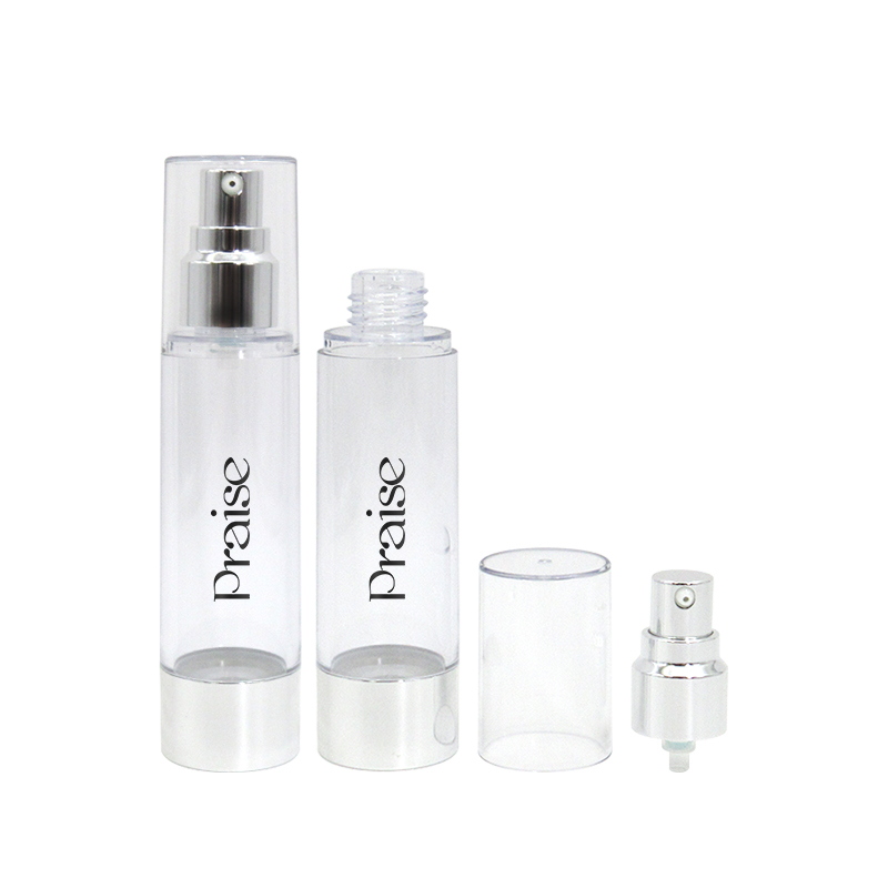 Manufacturer customized round transparent airless vacuum lotion pump bottle 20ml/30ml/50ml travel skin care sub bottling