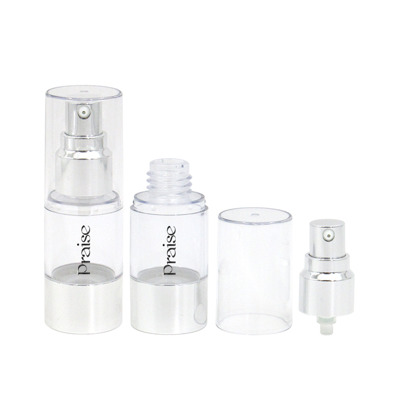 Manufacturer customized round transparent airless vacuum lotion pump bottle 20ml/30ml/50ml travel skin care sub bottling