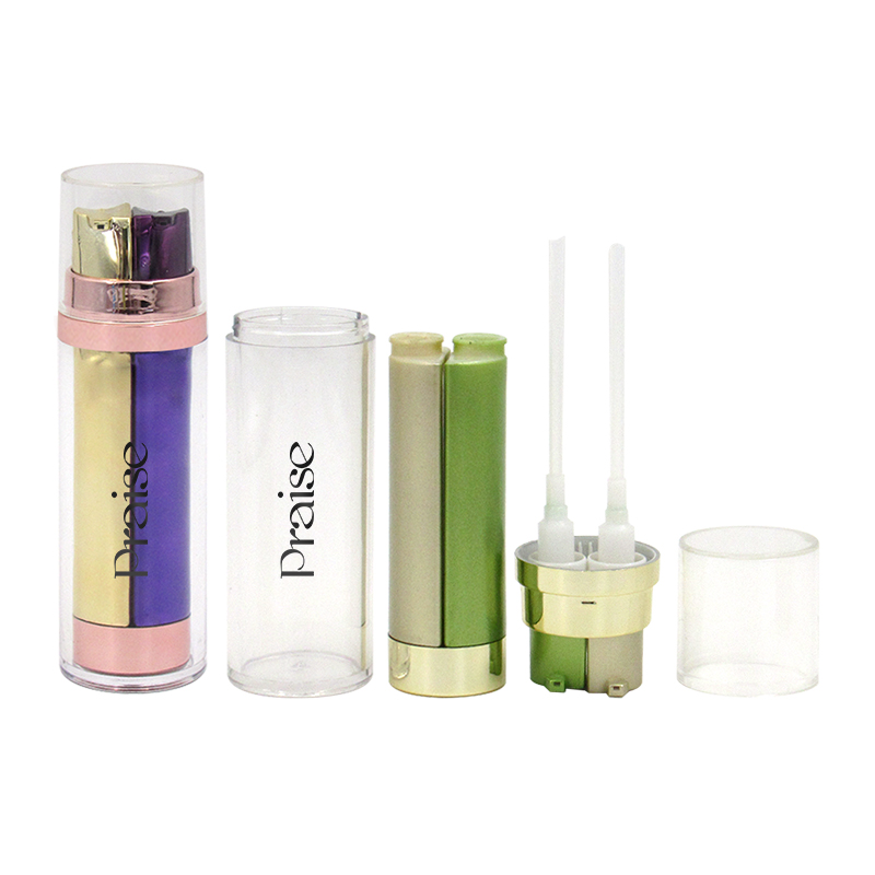 Specializing production 20ml/30ml/50g reusable cosmetics pump bottle custom round acrylic double tube lotion packaging bottle