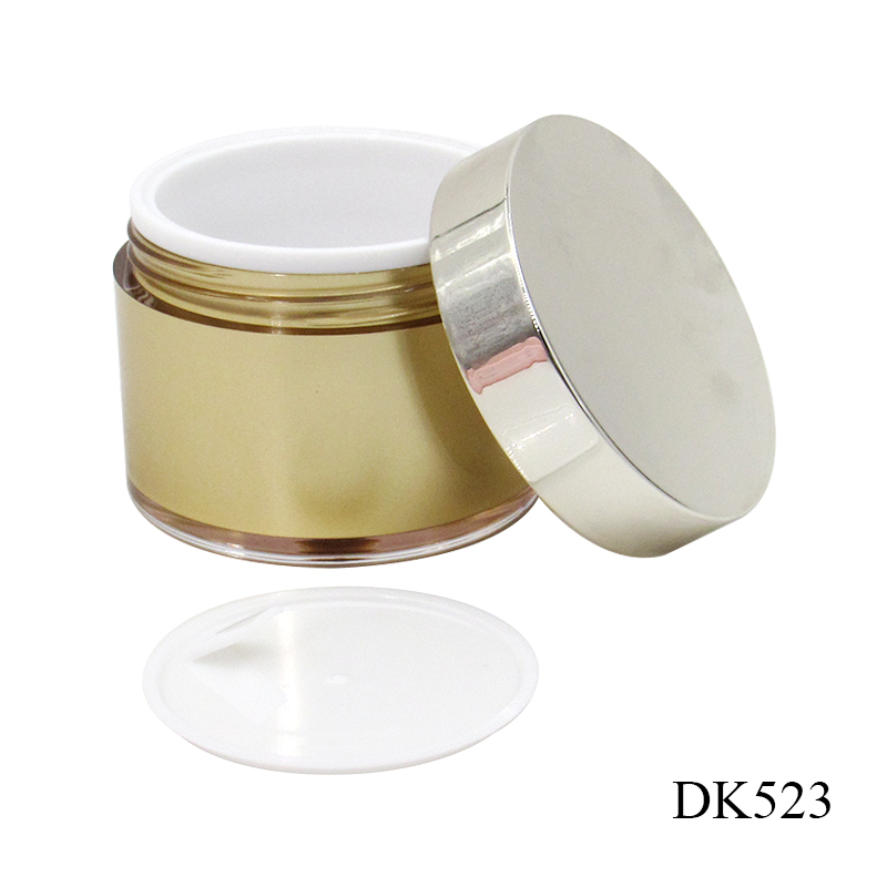 Skin care jar Packaging custom logo, gold plastic empty face cream container, round cosmetic cream jar free samples