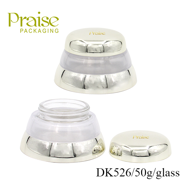 50g trendy glass cosmetic container packaging manufacturer custom gold wide mouth empty face cream jars