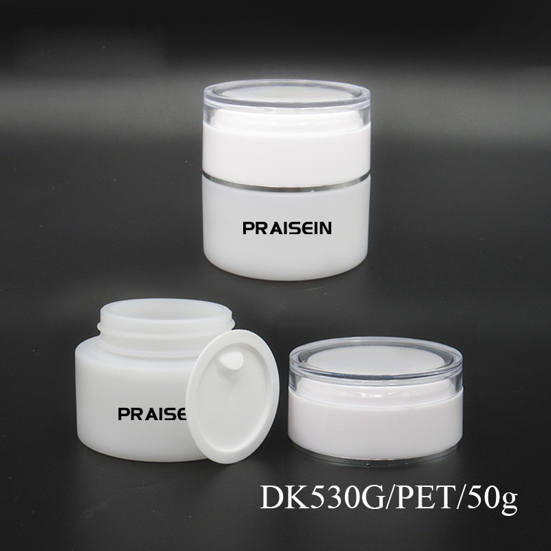 Wholesale high quality PET plastic lotion bottle 120ml round skin care toner container with lid, 50g cream jar packaging