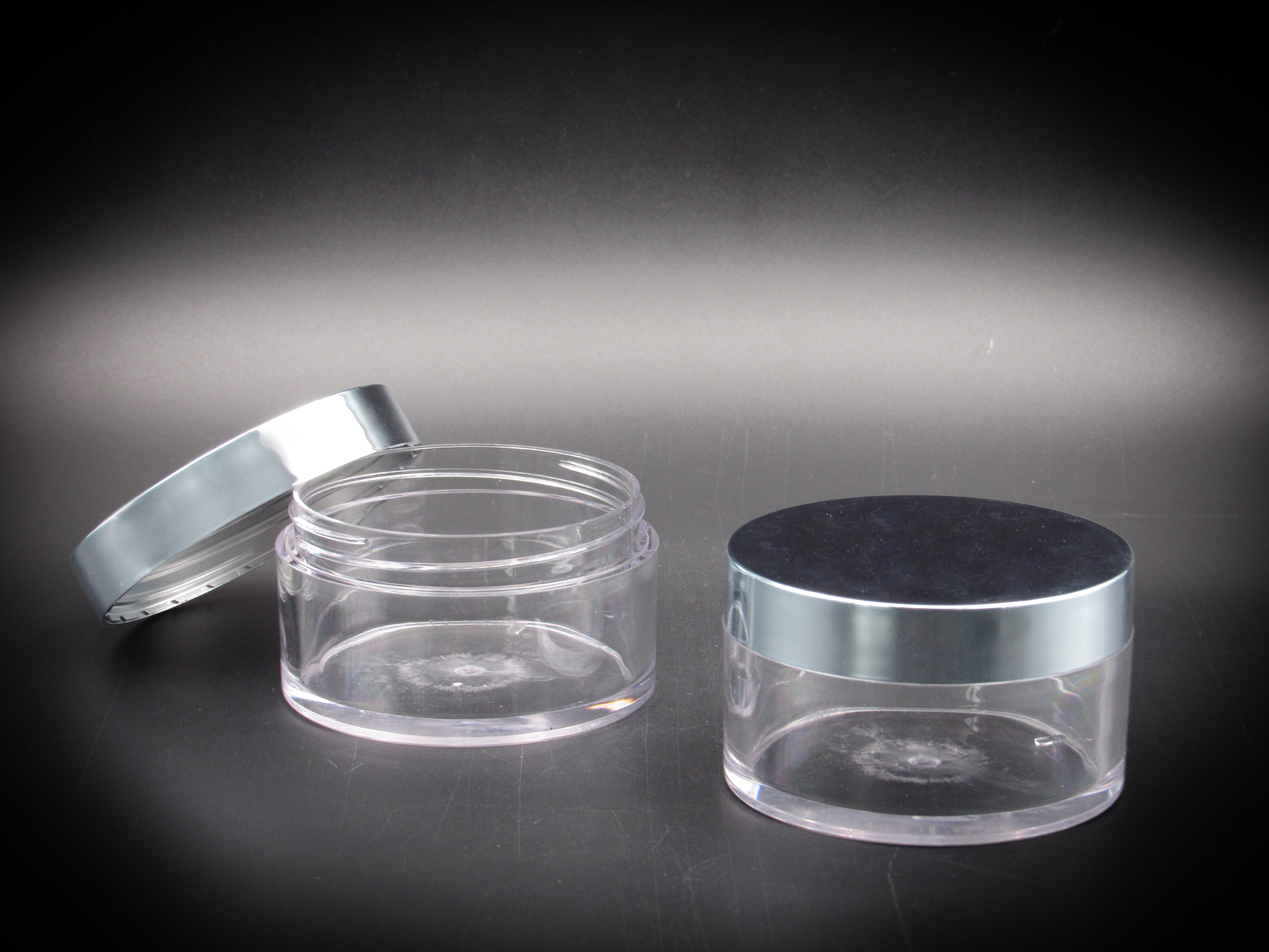 Transparent 30g/50g/100g/130g facial cream jar with silver lid