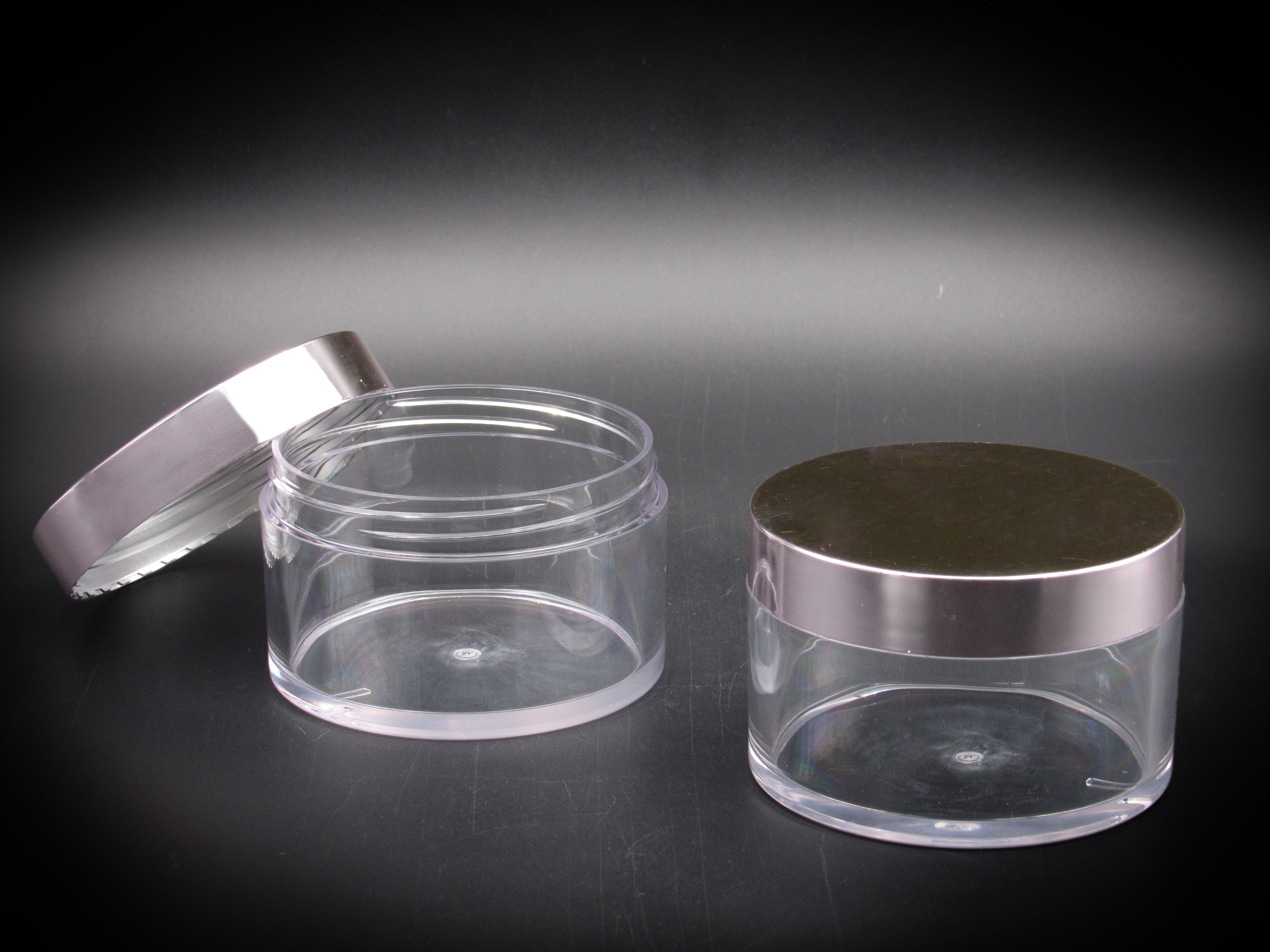 Transparent 30g/50g/100g/130g facial cream jar with silver lid