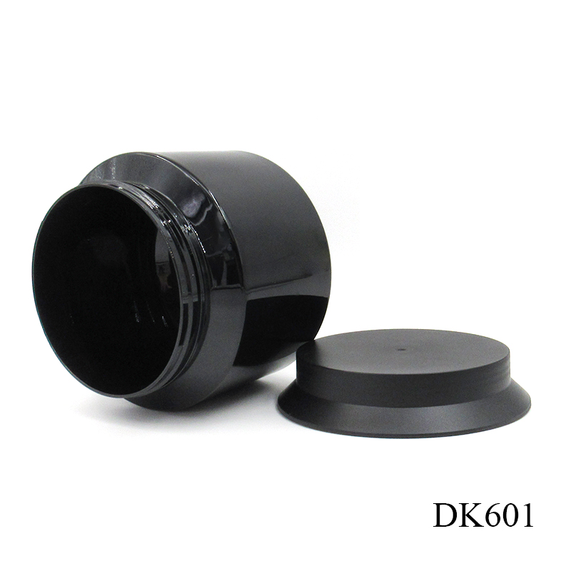 Custom empty PET plastic cosmetic container, 1000g black wide mouth hair care jar with screw lid