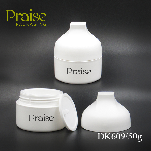 custom label 50g white skin cream packaging container, empty wide mouth cosmetic cream plastic jars