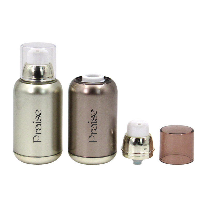 Factory export empty plastic cosmetic bottle with pump custom capacity round lotion bottles packaging