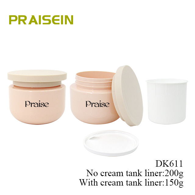 PET plastic round wide mouth hair film cream jar, 150g/200g cosmetic cream container customized with or without inside bottle